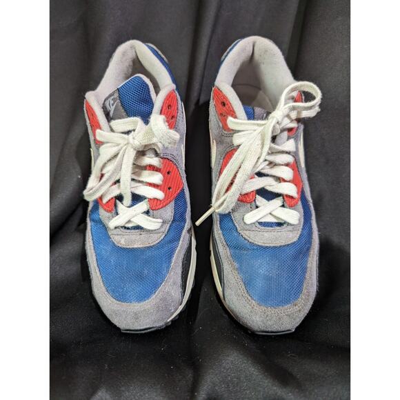 Nike W'S Air Max 90 'Dark Royal Blue Red Grey Women’s Size 9.5 325213-406 - Picture 4 of 5